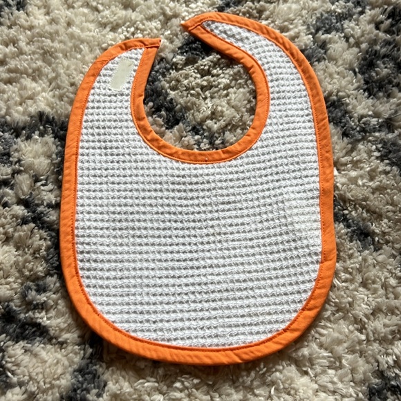 Mark & Graham Waffle Weave Baby Bibs ~Lot of 2 in Package - orange and white - Picture 2 of 14
